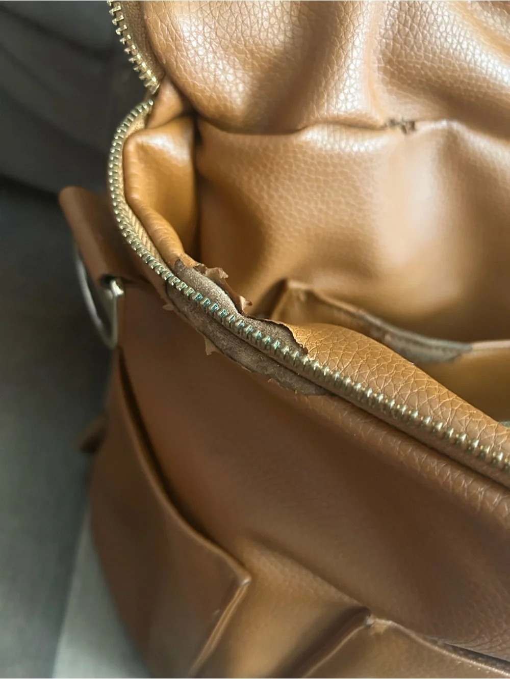 Fawn Design Original Brown Faux Leather Backpack Diaper Bag